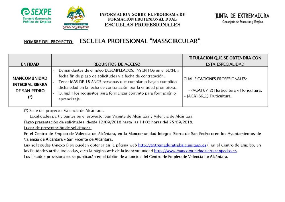 Imagen Escuela Profesional 'Masscircular' - Plazo solicitud