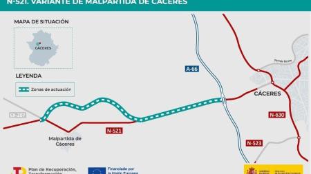 Imagen Obras carretera A66 - Se cierra al tráfico el enlace 551 de la A-66 en sentido Sevilla