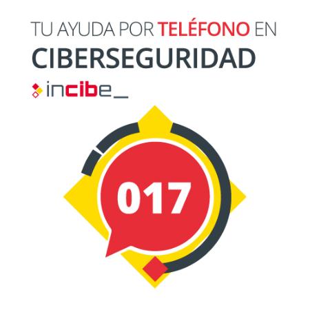 Imagen Teléfono 017 - Tu Ayuda en Ciberseguridad es el servicio nacional, gratuito y confidencial que INCIBE pone a disposición de los usuarios de Internet y la tecnología con el objetivo de ayudarles a resolver los problemas de ciberseguridad que puedan surgir en su día a día.