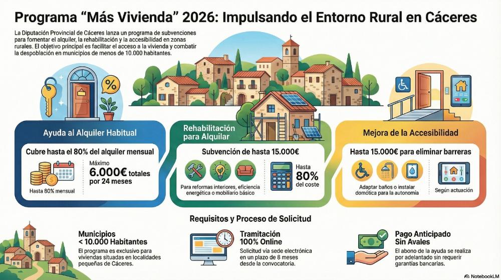 Imagen PROGRAMA “MÁS VIVIENDA” – AYUDAS 2026 Diputación Provincial de Cáceres
