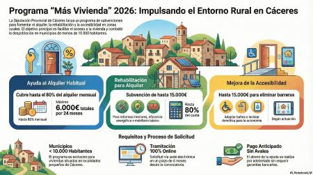 Imagen PROGRAMA “MÁS VIVIENDA” – AYUDAS 2026 Diputación Provincial de Cáceres